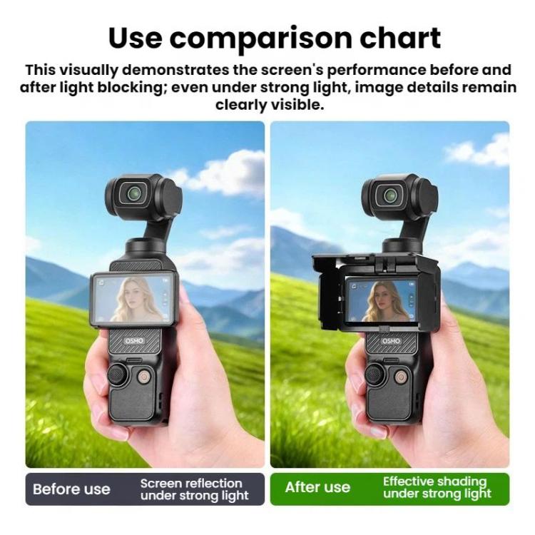 For DJI Osmo Pocket 3 BRDRC Foldable Screen Protector Sunshade
