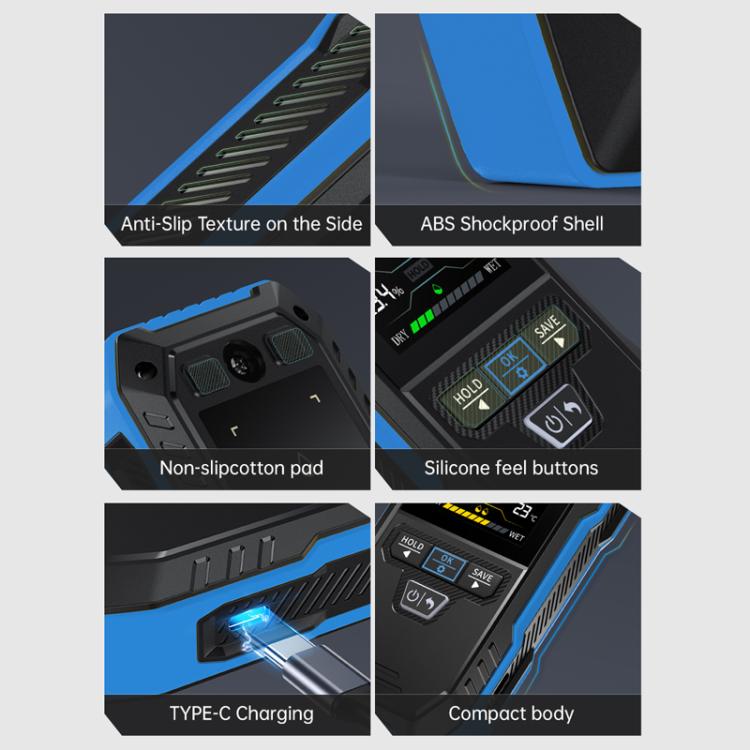 FNIRSI Wood Panel Moisture Tester Wall Surface Humidity Detector, Blue