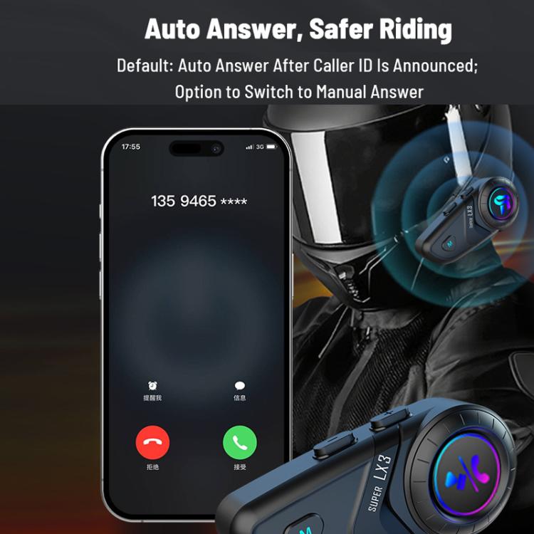 Motorcycle Helmet Waterproof Wireless Bluetooth Earphone, LX3