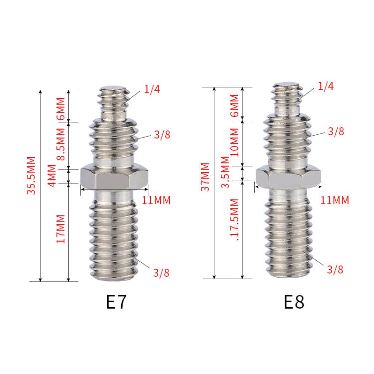 Cloud Platform Central Axis 1/4 To 3/8 inch Tripod Adapter Camera Screw, 10pcs E7, 10pcs E8