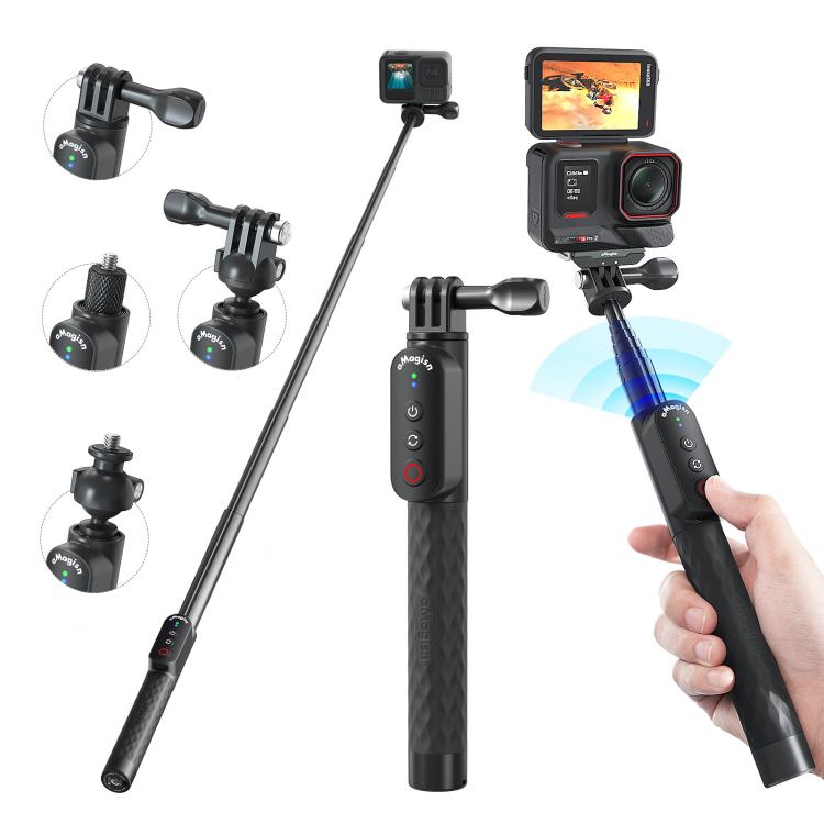 AMagisn Selfie Stick With Remote For Action Cameras & Smartphones, 5.1 Bluetooth, Extendable To 40in, Claw, 1/4 Inch, Ballhead Claw, Ballhead 1/4 Inch