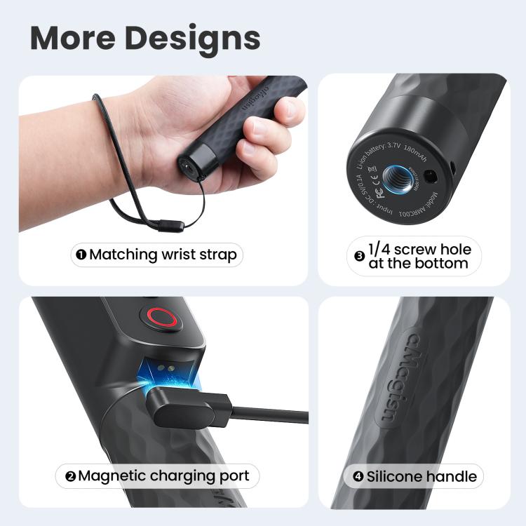 AMagisn Selfie Stick With Remote For Action Cameras & Smartphones, 5.1 Bluetooth, Extendable To 40in, Claw, 1/4 Inch, Ballhead Claw, Ballhead 1/4 Inch