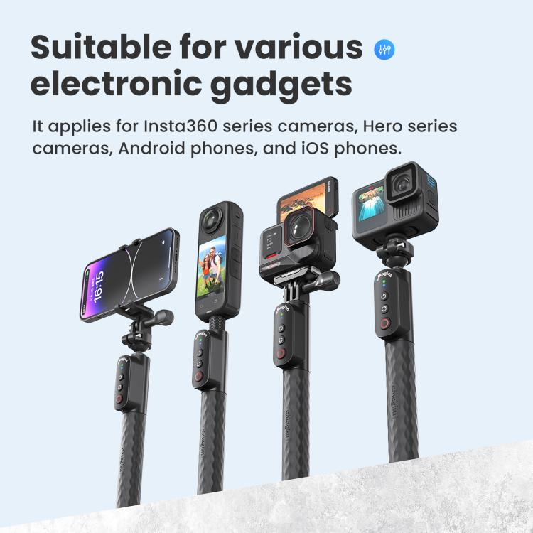 AMagisn Selfie Stick With Remote For Action Cameras & Smartphones, 5.1 Bluetooth, Extendable To 40in, Claw, 1/4 Inch, Ballhead Claw, Ballhead 1/4 Inch
