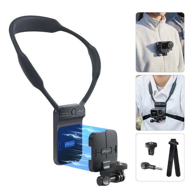 AMagisn Invisible Magnetic Neck Mount For First-Person View Vlogging Compatible With GoPro/Insta360/Smartphones