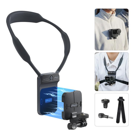 AMagisn Invisible Magnetic Neck Mount For First-Person View Vlogging Compatible With GoPro/Insta360/Smartphones
