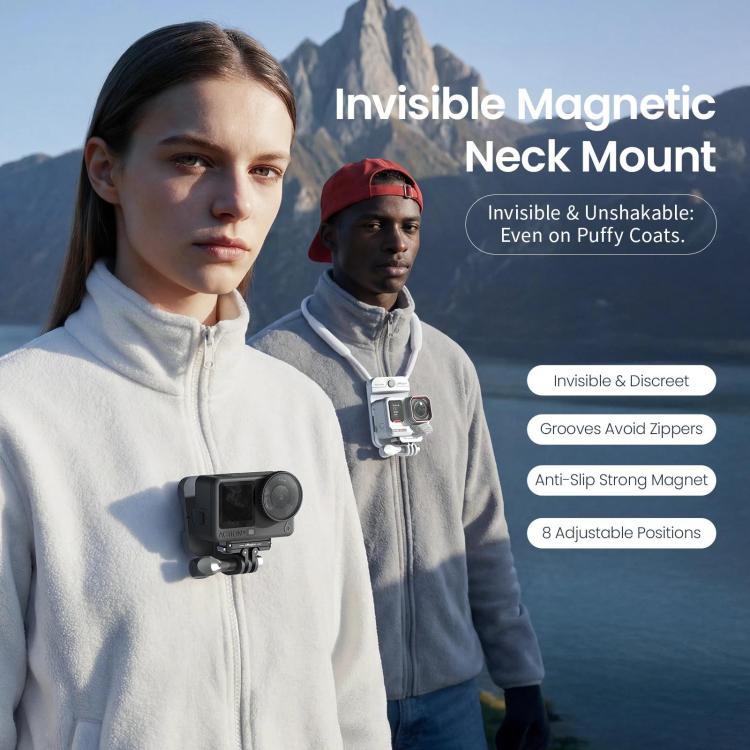 AMagisn Invisible Magnetic Neck Mount For First-Person View Vlogging Compatible With GoPro/Insta360/Smartphones