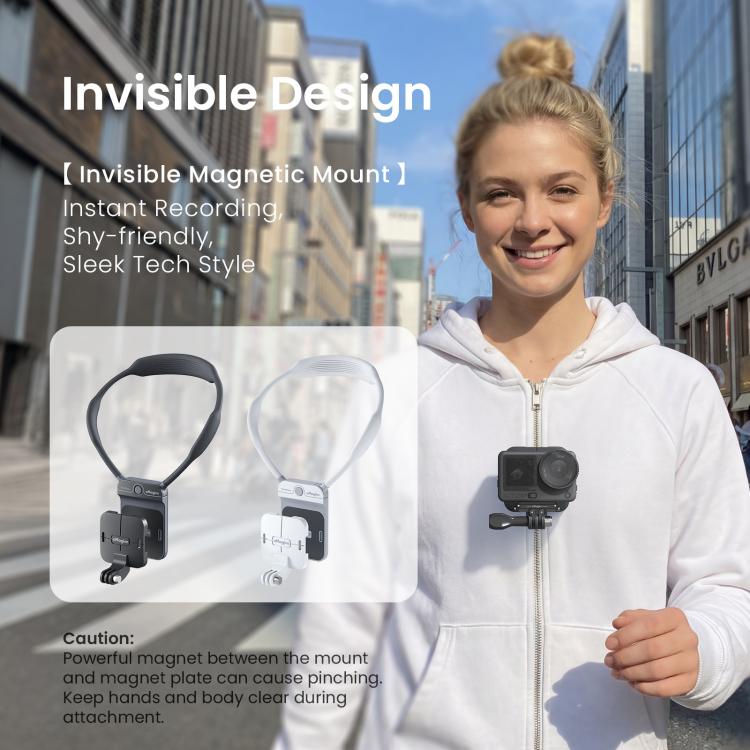 AMagisn Invisible Magnetic Neck Mount For First-Person View Vlogging Compatible With GoPro/Insta360/Smartphones