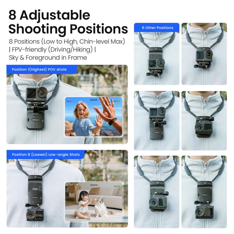 AMagisn Invisible Magnetic Neck Mount For First-Person View Vlogging Compatible With GoPro/Insta360/Smartphones