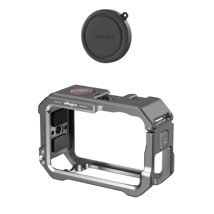 For DJI OSMO Action 6 aMagisn Metal Cage Quick Release Protective Frame with Silicone Lens Cap, Action 6 Metal Cage