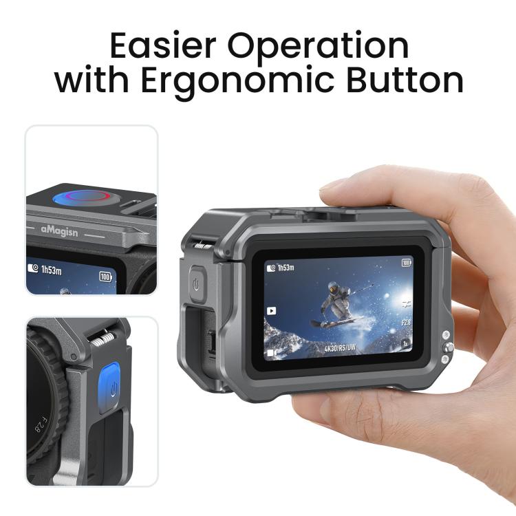 For DJI OSMO Action 6 aMagisn Metal Cage Quick Release Protective Frame with Silicone Lens Cap, Action 6 Metal Cage