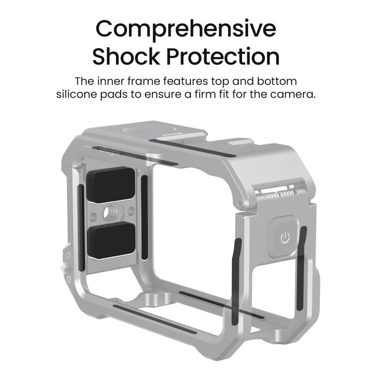 For DJI OSMO Action 6 aMagisn Metal Cage Quick Release Protective Frame with Silicone Lens Cap, Action 6 Metal Cage