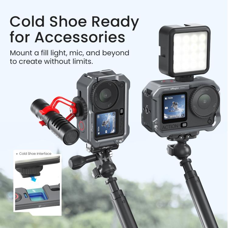 For DJI OSMO Action 6 aMagisn Metal Cage Quick Release Protective Frame with Silicone Lens Cap, Action 6 Metal Cage