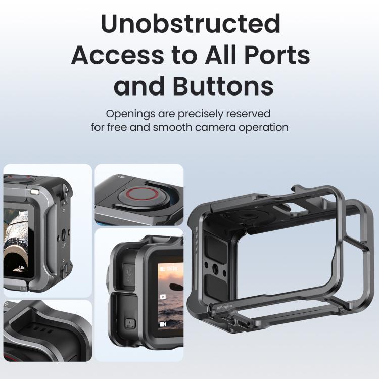 For DJI OSMO Action 5 Pro /4/3 aMagisn Metal Camera Cage2.0 Quick Release Protective Frame with Silicone Lens Cap, Action 5 Pro /4/3 Metal Cage