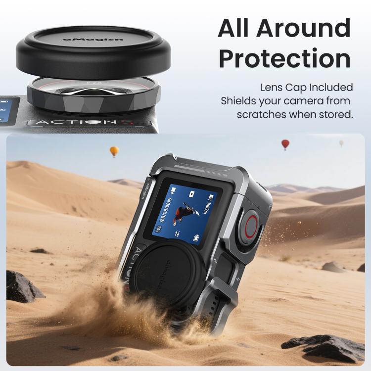 For DJI OSMO Action 5 Pro /4/3 aMagisn Metal Camera Cage2.0 Quick Release Protective Frame with Silicone Lens Cap, Action 5 Pro /4/3 Metal Cage