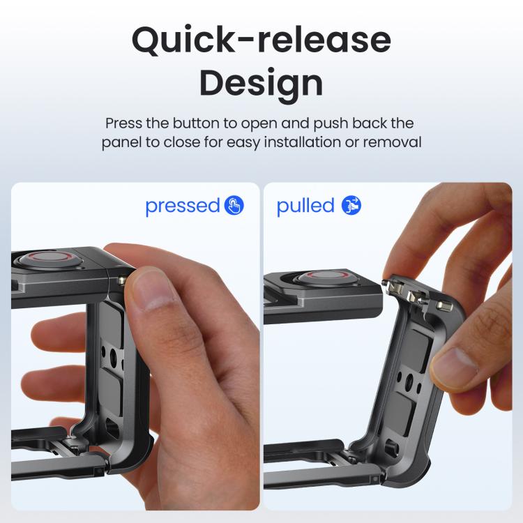 For DJI OSMO Action 5 Pro /4/3 aMagisn Metal Camera Cage2.0 Quick Release Protective Frame with Silicone Lens Cap, Action 5 Pro /4/3 Metal Cage