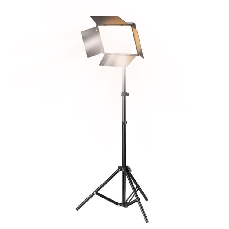 2700K-6500K 10-inch Square Flat Panel LED Light with 4-Leaf Barn Doors and 2.1m Tripod Stand for Photography/Video Studio, CN Plug