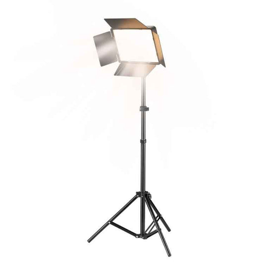 2700K-6500K 10-inch Square Flat Panel LED Light with 4-Leaf Barn Doors and 2.1m Tripod Stand for Photography/Video Studio, CN Plug