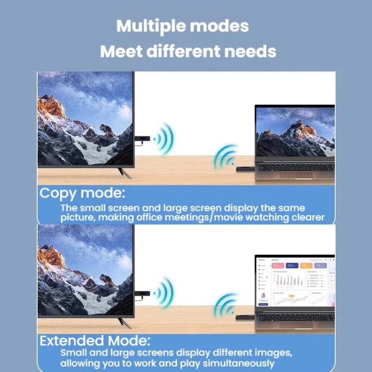 2 In 1 Wireless HDMI Transmitter 60m Mirroring Device Laptops PC 1080P 60Hz Wireless Extender