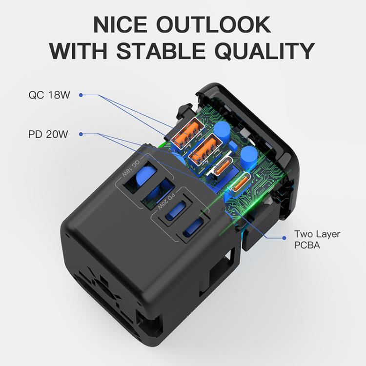 PD20W Multi-Function Travel Charger GaN 2 USB + 2 Type-C Universal Fast Charging, 212PQ