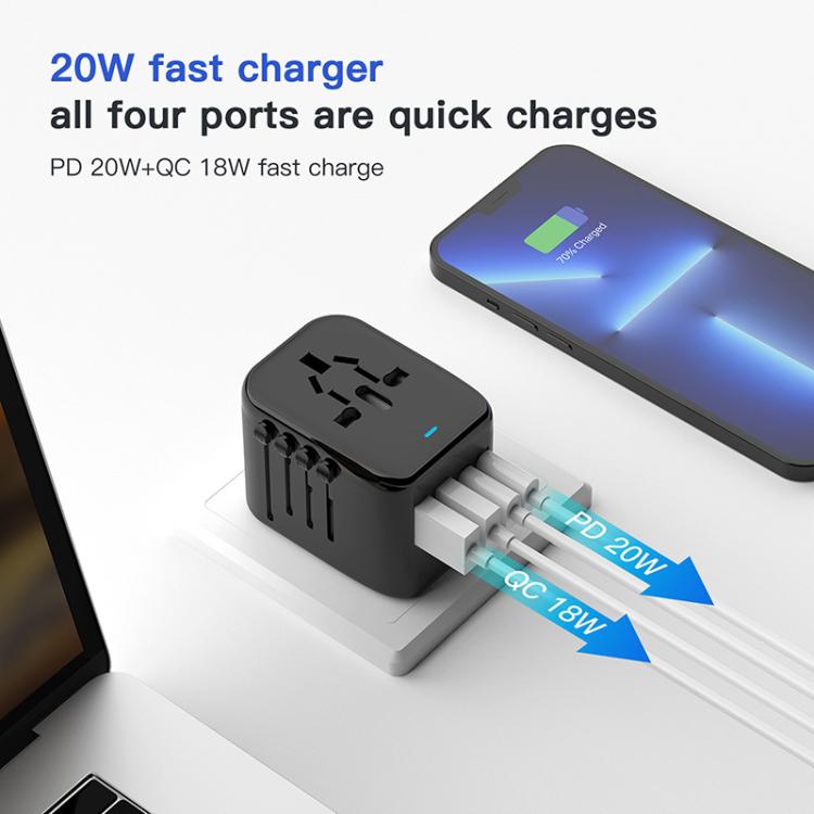 PD20W Multi-Function Travel Charger GaN 2 USB + 2 Type-C Universal Fast Charging, 212PQ