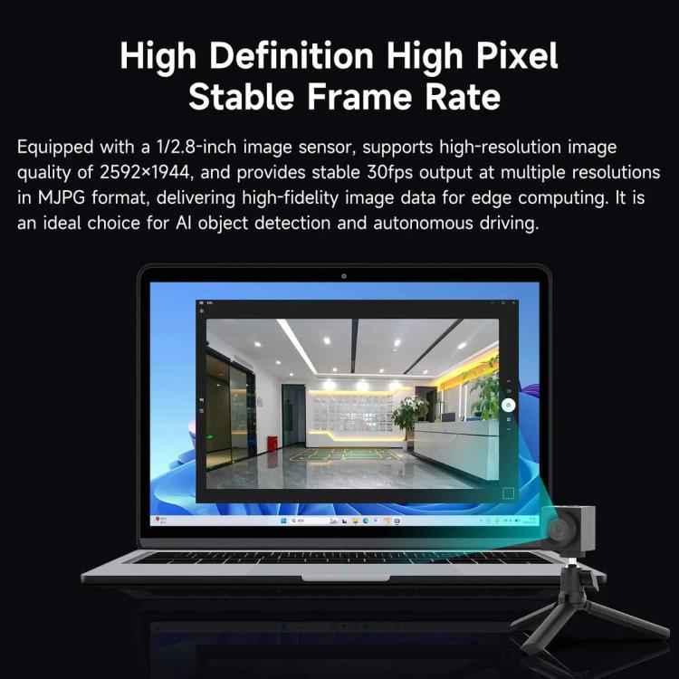 YAHBOOM Industrial USB AI Vision Camera 5MP Distortion-Free Lens, Above 2K Resolution For Raspberry Pi/Jetson/RDK/PC, 5MP No Tripod, 5MP With Metal Tripod