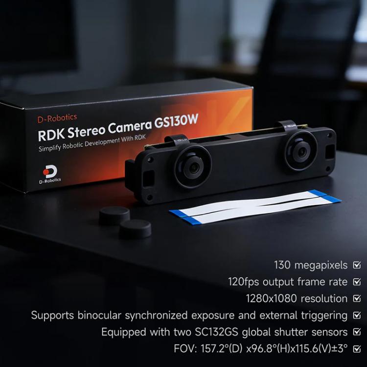 YAHBOOM D-Robotics RDK GS130W Stereo Camera For RDK X5/S100 P Dual 1.3MP Color Sensors, GS130W