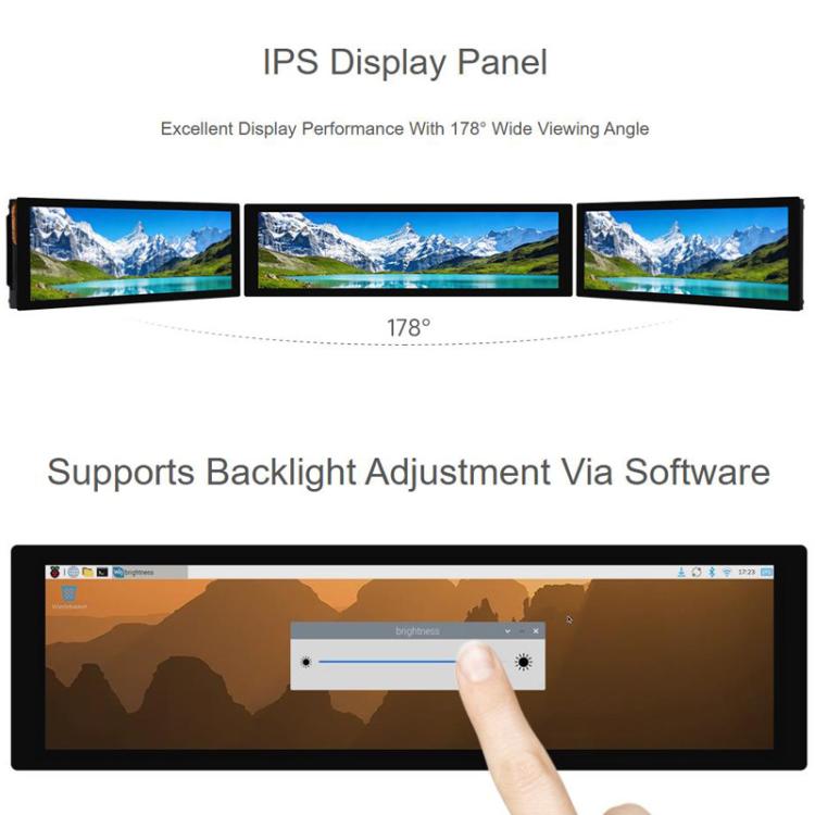 8.8 Inch DSI Capacitive Touch Display, IPS Panel, 10-Point Touch, Supports Backlight Adjustment Via Software, Waveshare 33641
