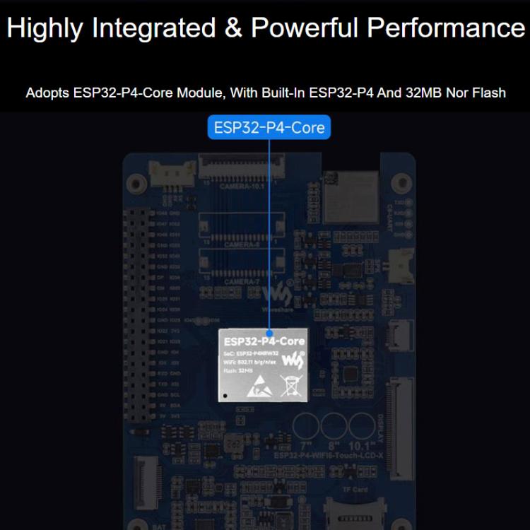 Waveshare ESP32-P4-WIFI6 HMI All-In-One Touch Display Development Board 10-Point Touch, 7 inch, 8 inch, 10.1 inch