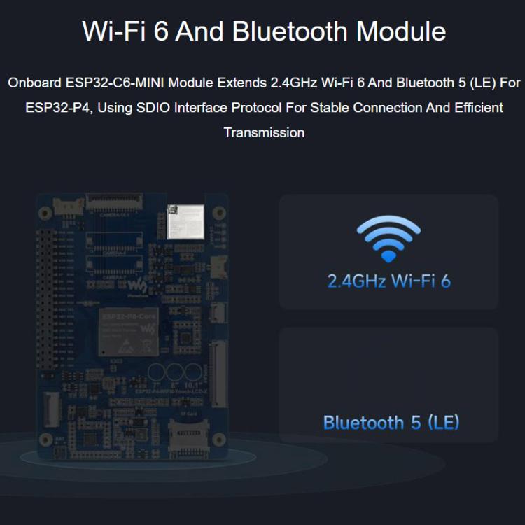 Waveshare ESP32-P4-WIFI6 HMI All-In-One Touch Display Development Board 10-Point Touch, 7 inch, 8 inch, 10.1 inch