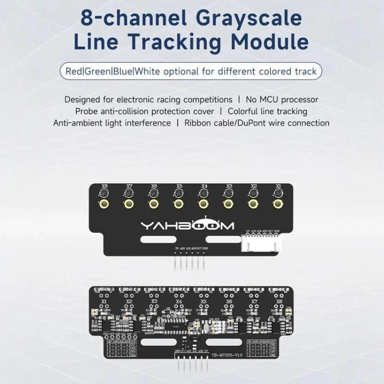 YAHBOOM 8-Channel Grayscale Line Tracking Sensor Module For Smart Car Robots