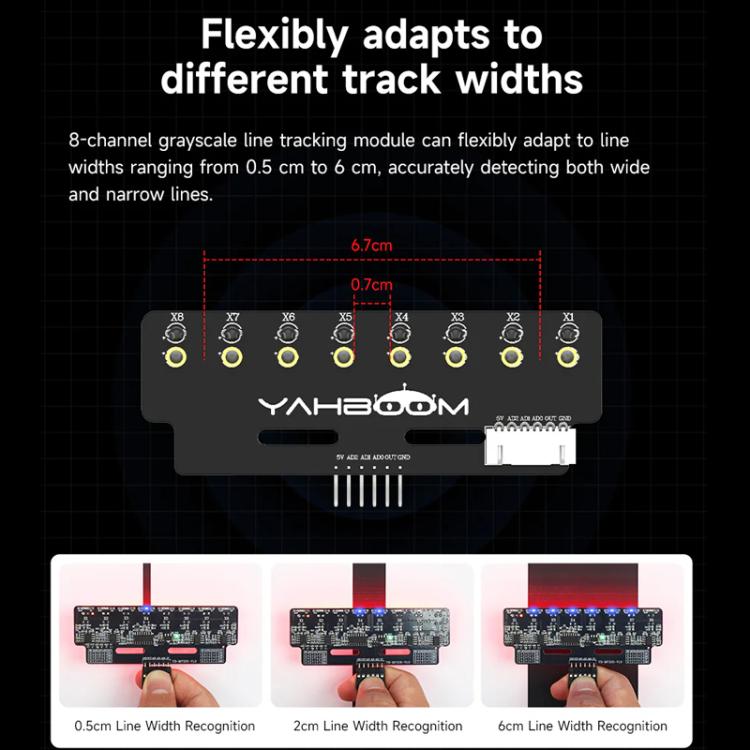 YAHBOOM 8-Channel Grayscale Line Tracking Sensor Module For Smart Car Robots