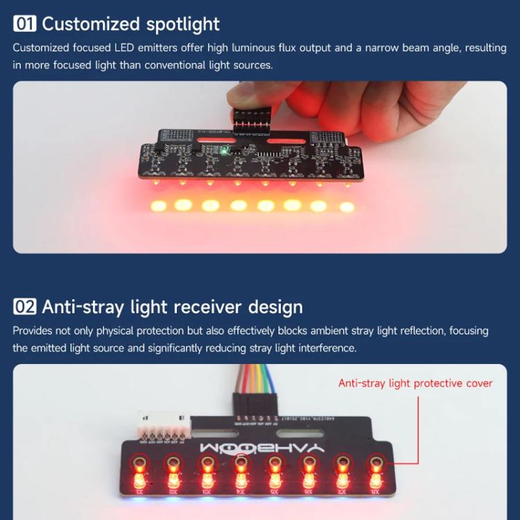 YAHBOOM 8-Channel Grayscale Line Tracking Sensor Module For Smart Car Robots