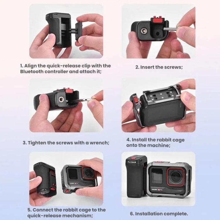 For DJI Osmo Action 5 Pro / 6 Flymile Bluetooth Street Photography Handle Magnetic Quick-Release Base