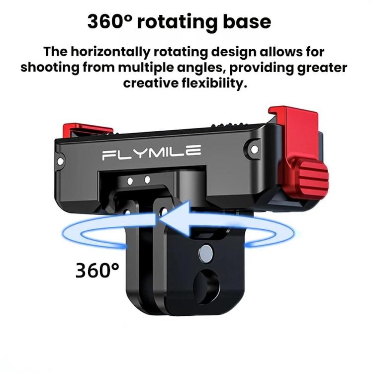 For DJI Osmo 360 / Action 3 / 4 / 5 Pro Flymile Magnetic Quick-Release Adapter Base, Aluminum Alloy