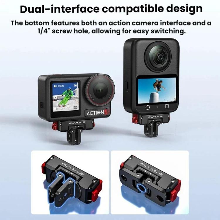 For DJI Osmo 360 / Action 3 / 4 / 5 Pro Flymile Magnetic Quick-Release Adapter Base, Aluminum Alloy