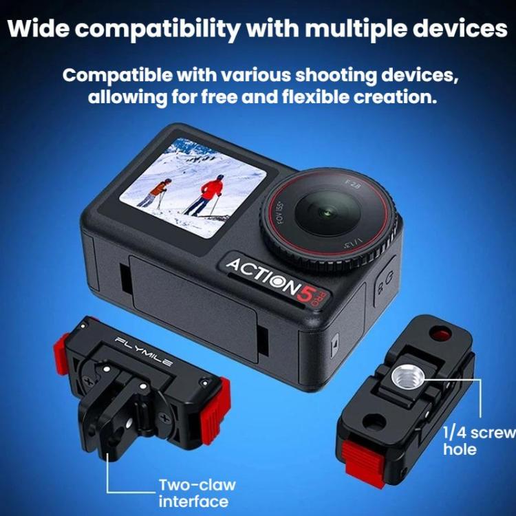 For DJI Osmo 360 / Action 3 / 4 / 5 Pro Flymile Magnetic Quick-Release Adapter Base, Plastic