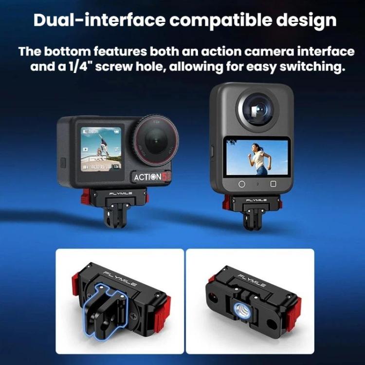 For DJI Osmo 360 / Action 3 / 4 / 5 Pro Flymile Magnetic Quick-Release Adapter Base, Plastic