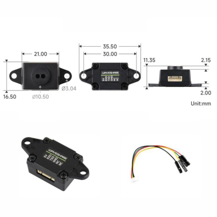 WAVESHARE TOF Laser Range Sensor, Based On D-TOF Single-Point Laser Sensor, Support UART Communication, 33346