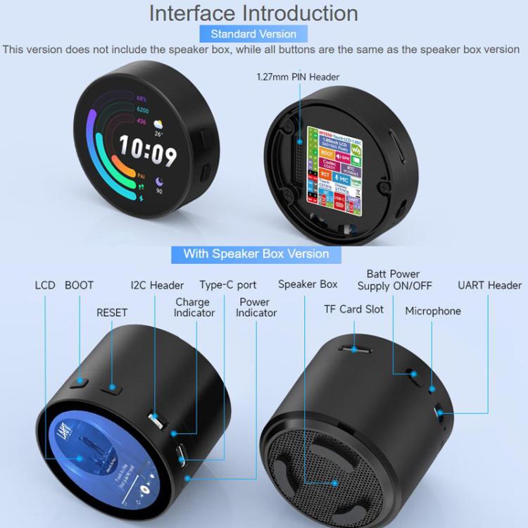 RP2350 1.85 Inch Round LCD Development Board, 360×360, 65K Color, Dual-Core And Dual-Architecture Design, Standard, With Speaker No Battery