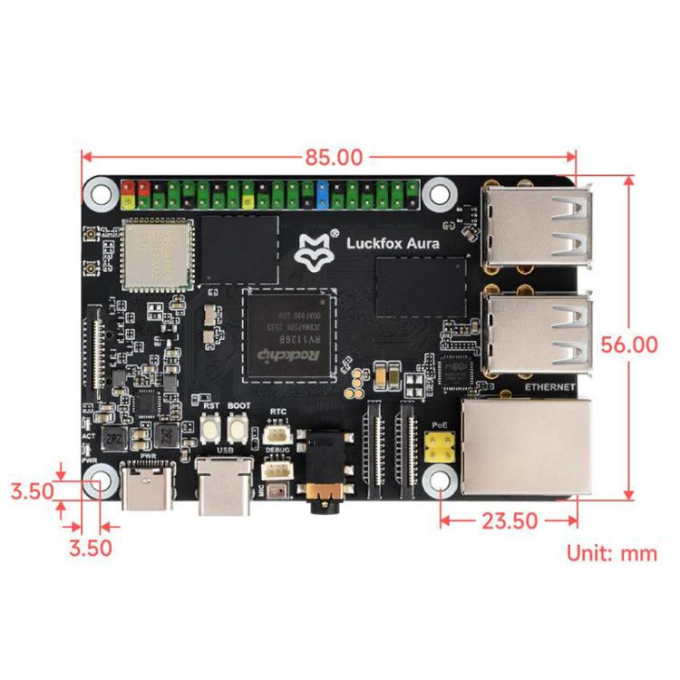 Luckfox Aura High-Performance Linux Development Board Rockchip RV1126B Quad-Core 1.6GHz Processor, RAM 2GB No eMMC, RAM 2GB eMMC Flash 64GB, RAM 4GB No eMMC, RAM 4GB eMMC Flash 64GB