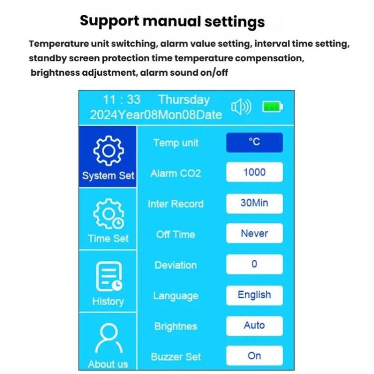 Handheld 10-In-1 Air Quality Monitor With Data Export To PC Detector For CO2, PM2.5, PM10, HCHO, TVOC, AQI, Temperature & Humidity, DM509