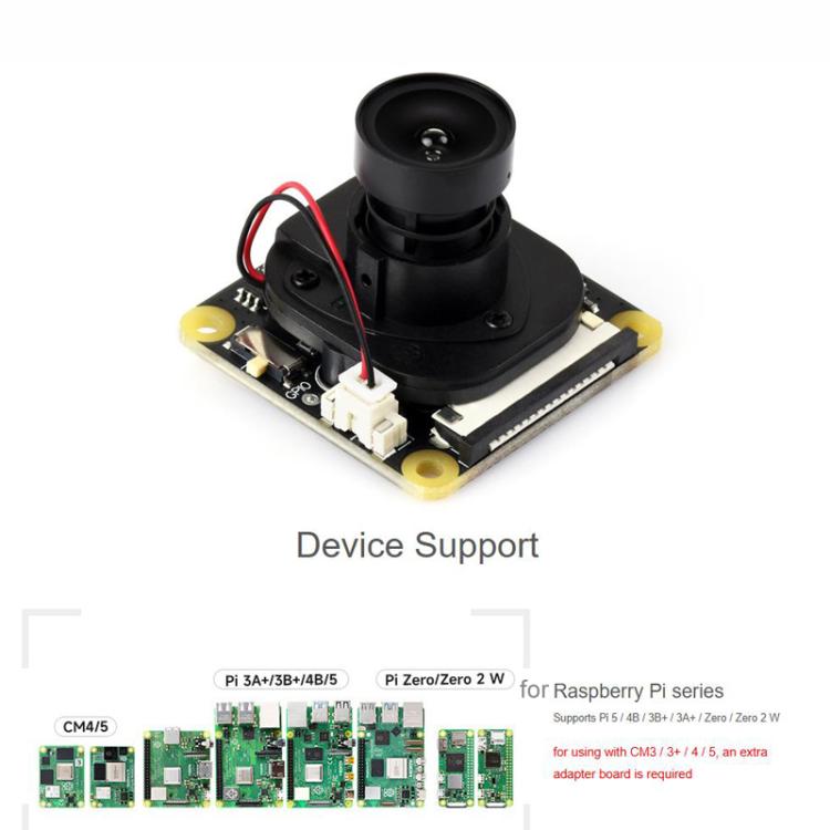 WAVESHARE IMX327 2MP IR-CUT Camera, Starlight Camera Sensor, Compatible With Raspberry Pi Series Boards, 33322