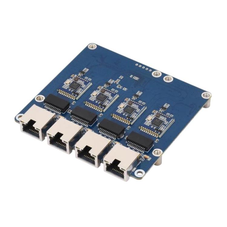 Waveshare PCIe To 4-Ch ETH Port Adapter Board Supports Raspberry Pi OS, Driver-Free, Plug And Play, Gigabit ETH, 2.5G ETH