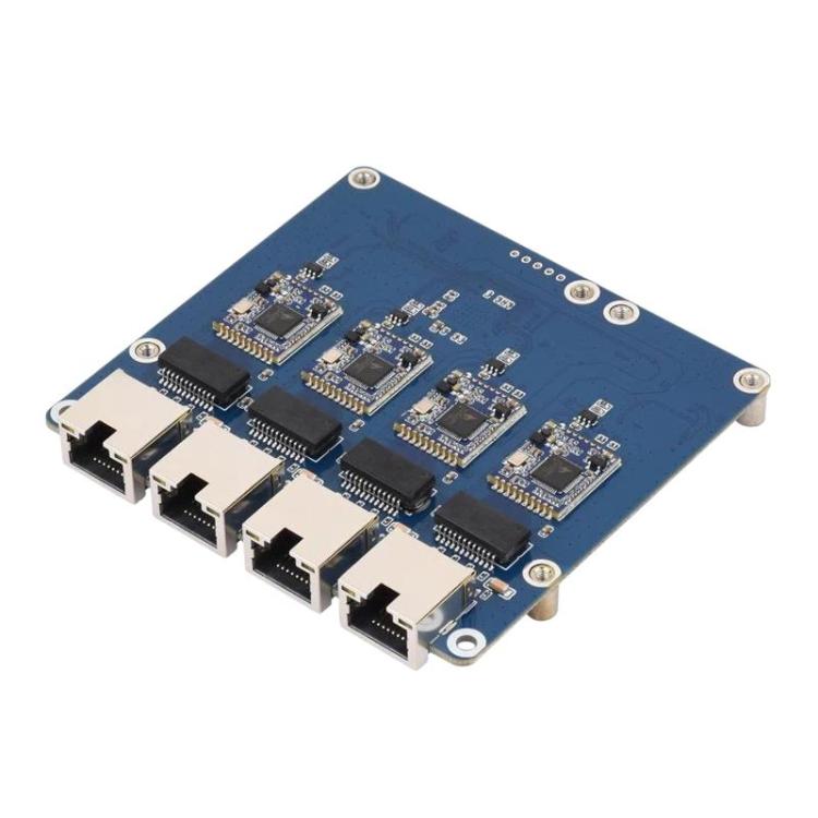 Waveshare PCIe To 4-Ch ETH Port Adapter Board Supports Raspberry Pi OS, Driver-Free, Plug And Play, Gigabit ETH, 2.5G ETH