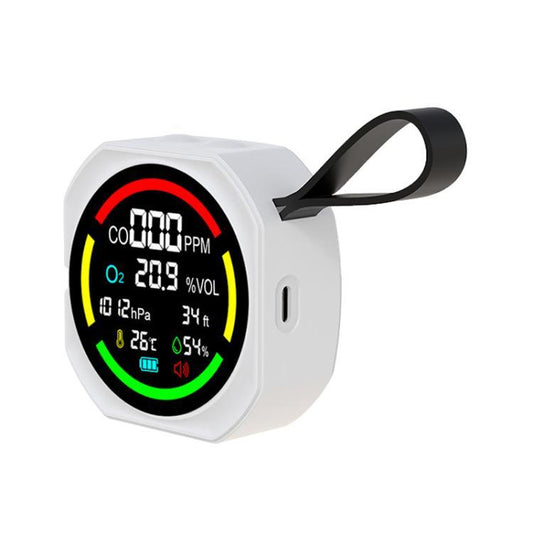 Portable Multi-Gas Environmental Monitor Rechargeable Air Quality Meter, 6 In 1 CO/O2/BP/ALT/T/H, 3 In 1 CO/ Temp/Humidity