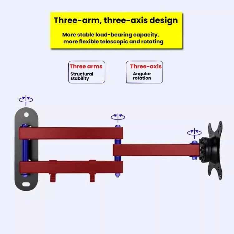 Telescopic Rotating Monitor Mount Wall Bracket for 10-24 Inch TV LCD Screens, 116B