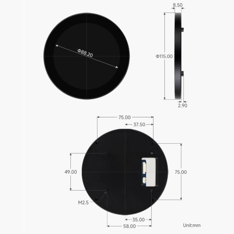 Waveshare DSI Round Capacitive Touch Display IPS Display Panel 10-Point Touch, 3.4 inch, 4 inch