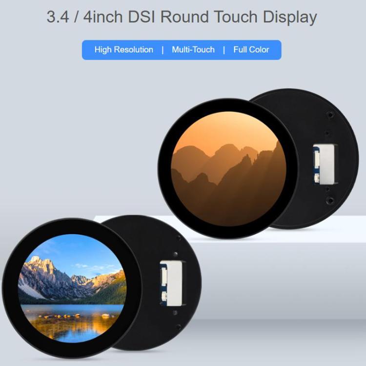 Waveshare DSI Round Capacitive Touch Display IPS Display Panel 10-Point Touch, 3.4 inch, 4 inch