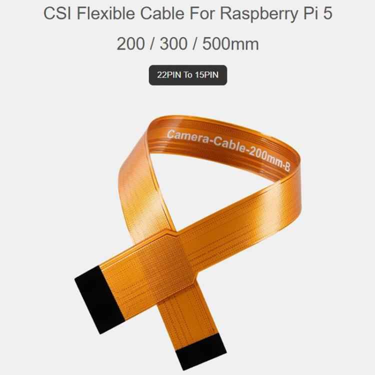 Waveshare For Raspberry Pi 5 CSI FPC Flexible Cable B 22PIN To 15PIN Suitable For CSI Cameras, 200mm, 300mm, 500mm