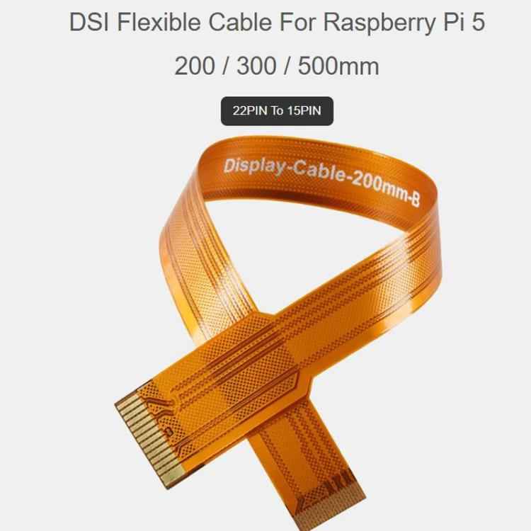 Waveshare For Raspberry Pi 5 DSI FPC Flexible Cable B 22PIN To 15PIN For DSI Displays, 200mm, 300mm, 500mm